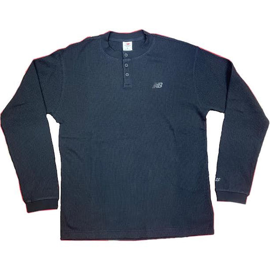 New Balance Numeric Waffle Knit Long Sleeve Henley (Black) - Plus Skateboarding