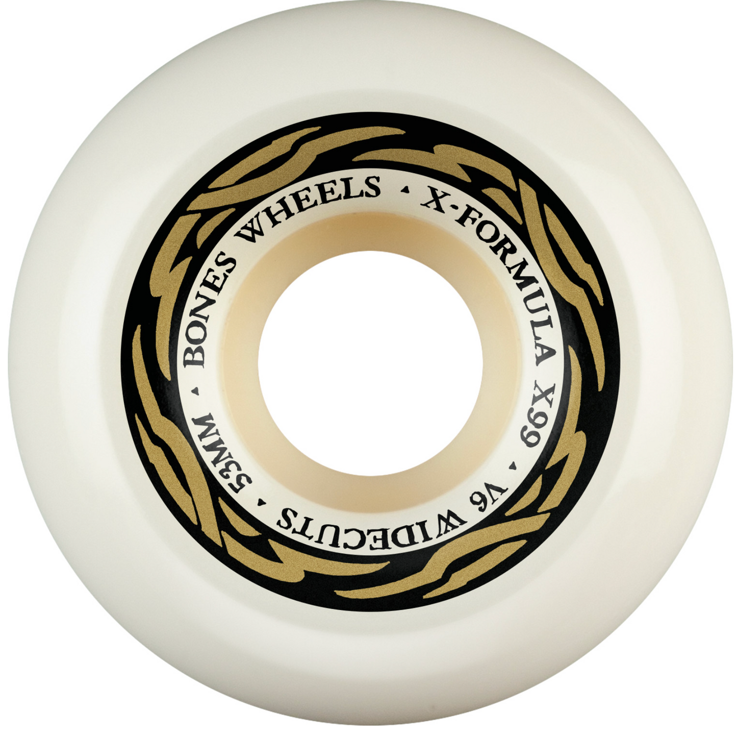 White skateboard wheel with 'Bones Wheels' branding on a white background