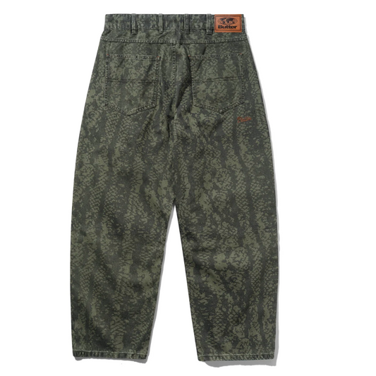 Green camouflage pants on a white background