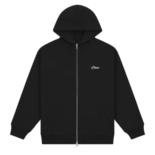 Dime Cursive Small Logo Zip Hoodie (Black)