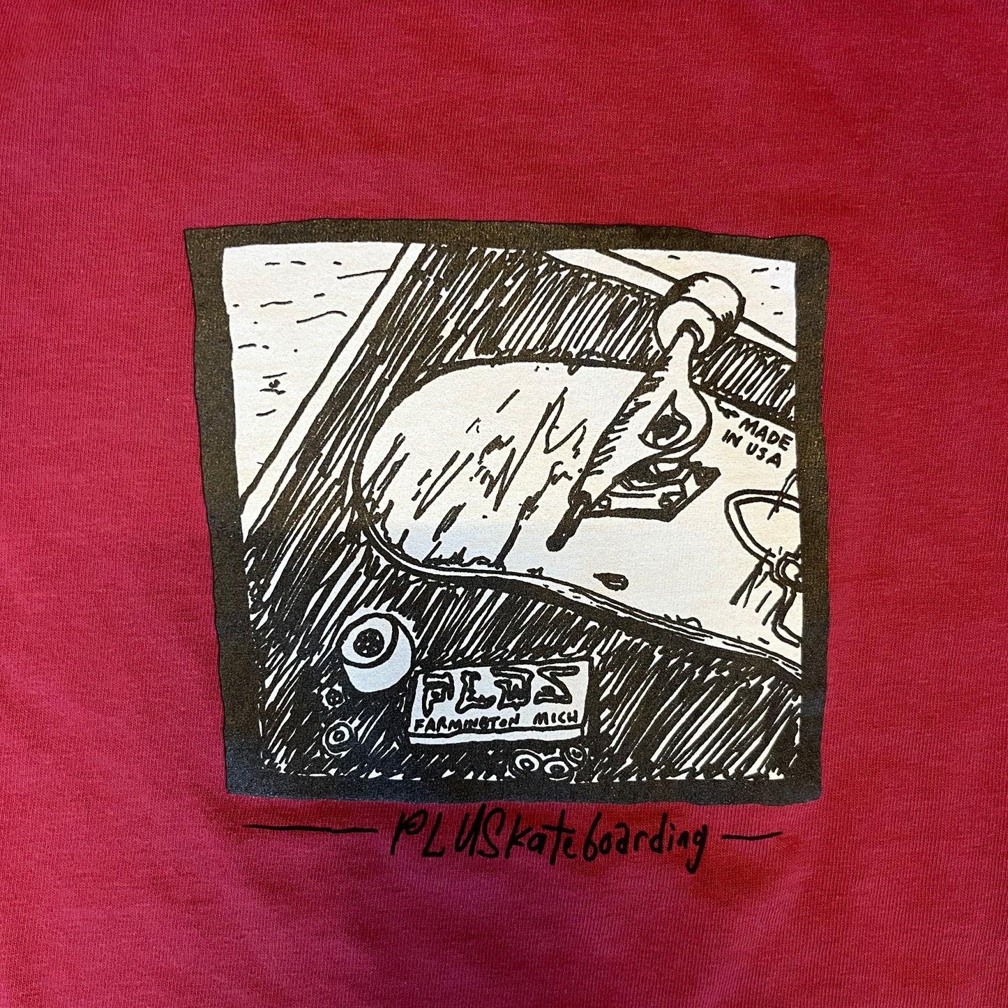 PLUS Reds t shirt - Plus Skateboarding