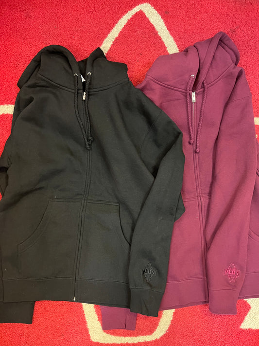 Black and Wine Hoodies with embroidered logo on sleve