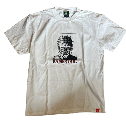 White t-shirt with graphic design on a white background