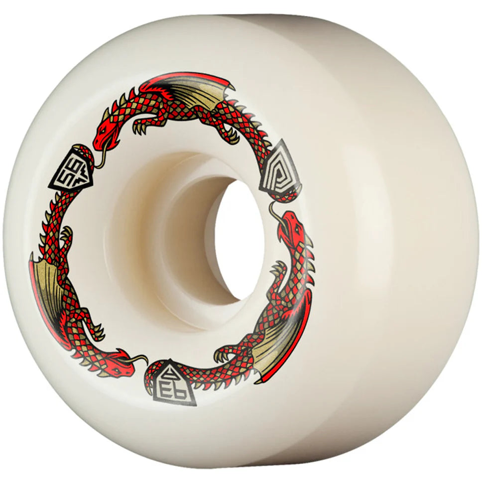 Skateboard wheel with dragon design on a white background
