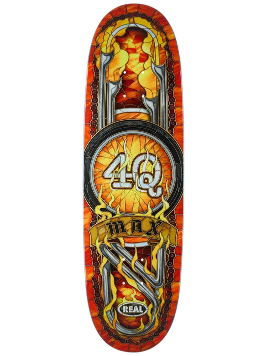 Skateboard deck with intricate design and '410' branding on a white background