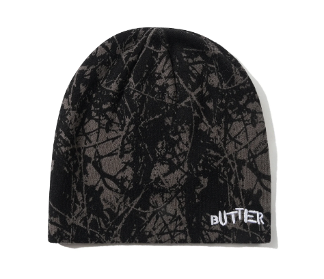 Butter Goods Woods Camo Skully Beanie (Black)