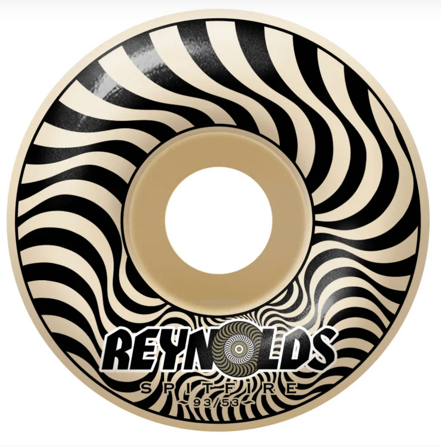 Spitfire F4 Reynolds Wheel black and white swirl on white background