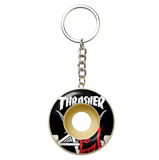 Keychain with Thrasher logo on a white background