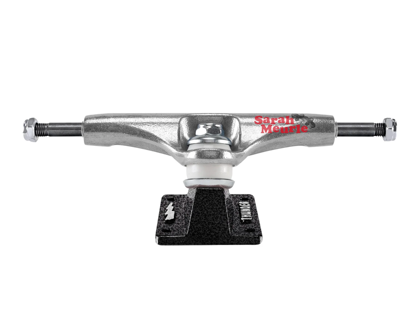 Skateboard truck with metal components on a white background