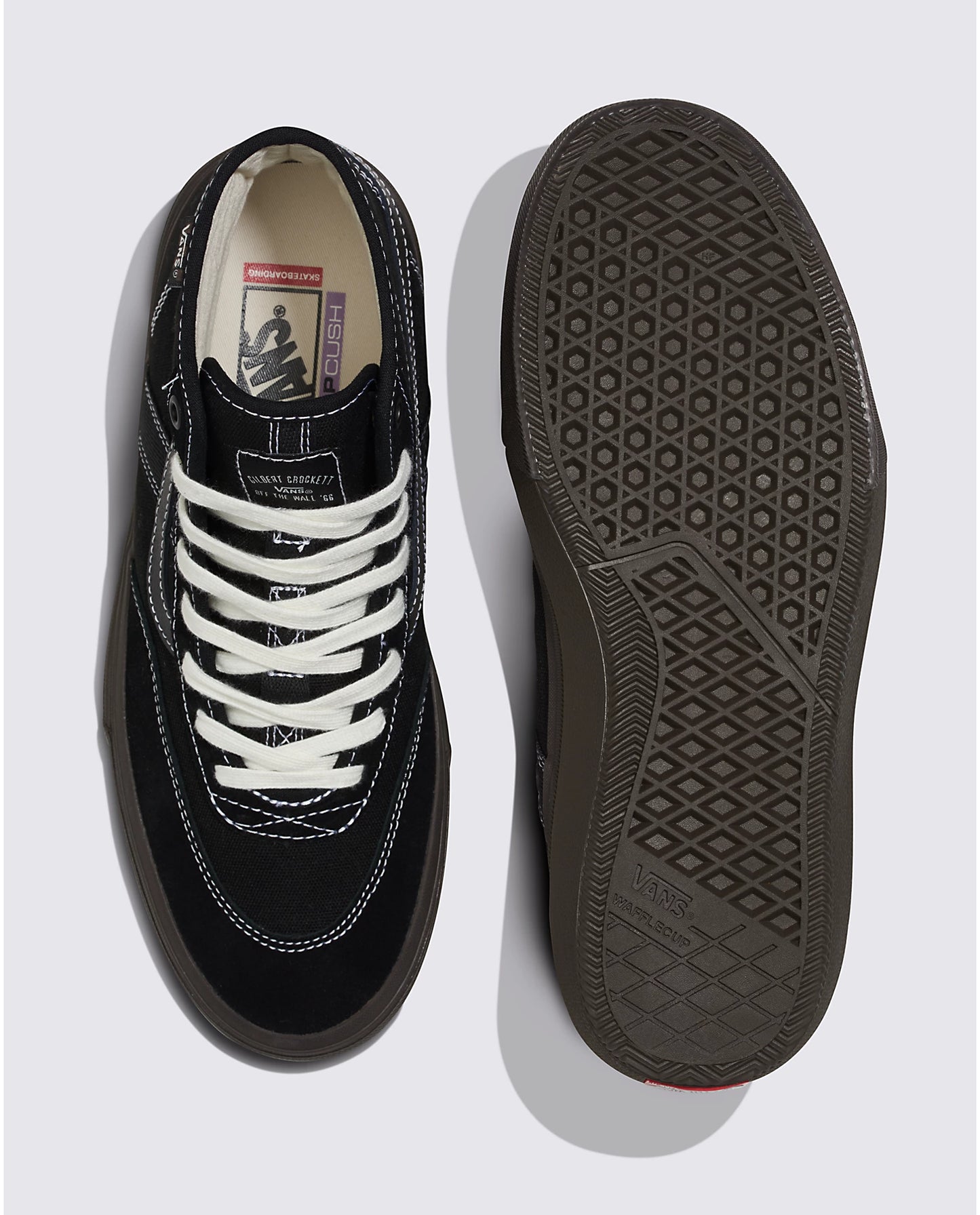 Vans Skate Crockett High Shoe (Black/Chocolate) top and bottom