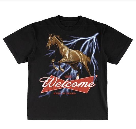 Welcome King of Fears Tee on white background