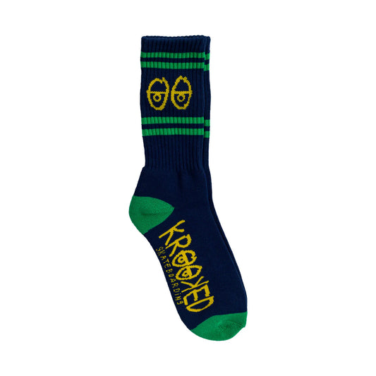 Krooked Eyes Socks (Navy/Green)