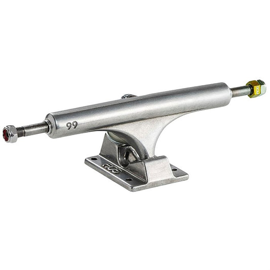 Metallic skateboard truck on a white background