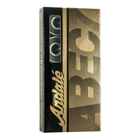 Andalé ABC 1000 rolling paper packaging, featuring a black and gold striped design with a clear window showing the rolled papers inside.
