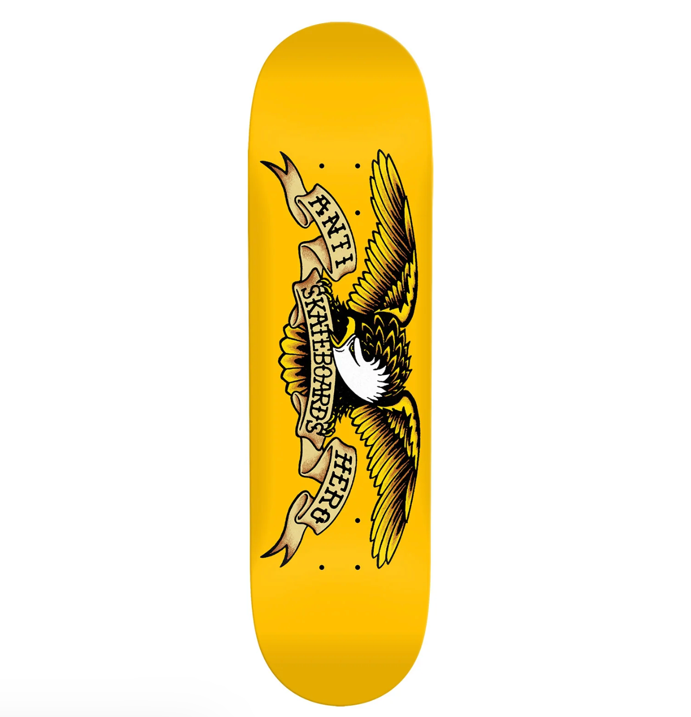 Anti Hero DBX Eagle Yellow 8.25 yellow board on white background