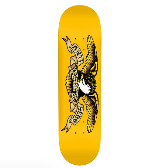 Anti Hero DBX Eagle Yellow 8.25 yellow board on white background