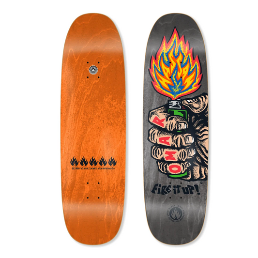 Two Skateboard Decks top and bottom on white background.  