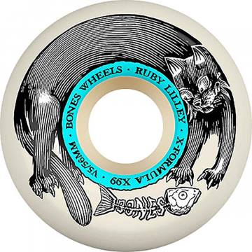 Skateboard wheel with intricate design and 'Bones Wheels' branding.