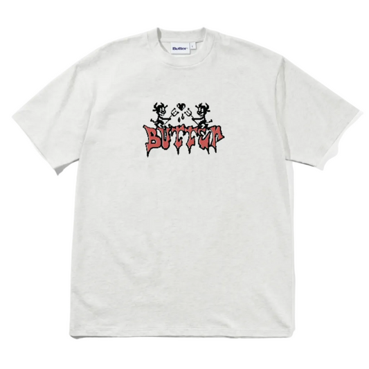 White t-shirt with a graphic design and 'Butter' branding on a white background