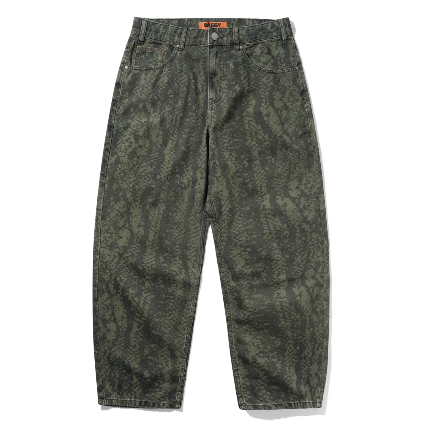 Green camouflage pants on a white background