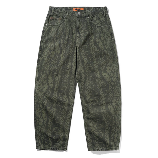 Green camouflage pants on a white background