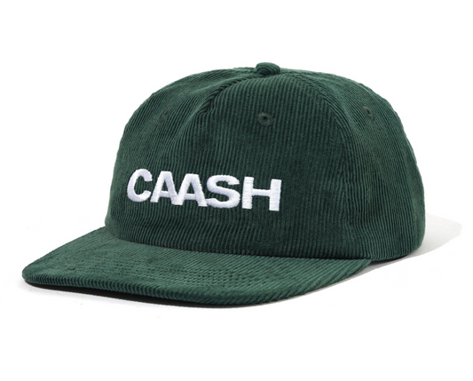 Green cap with 'CAASH' text on a white background