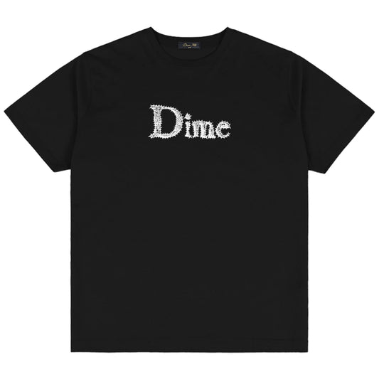 Black t-shirt with 'Dime' logo on a white background