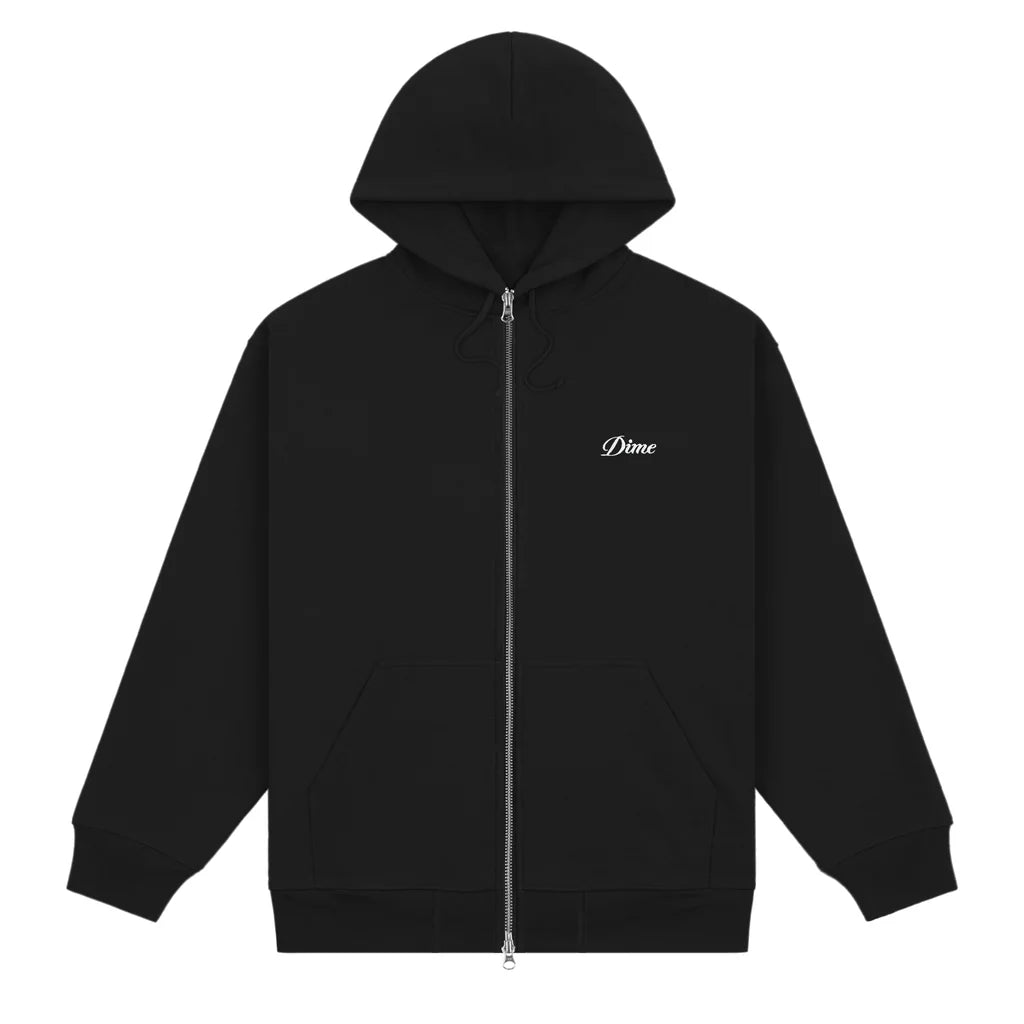 Dime Cursive Small Logo Zip Hoodie (Black)