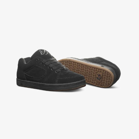 Angled View of Black Puffy Skate Shoes