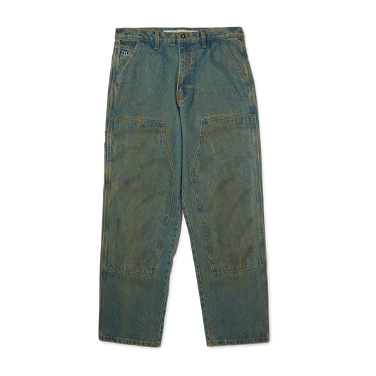 Pair of blue jeans on a white background