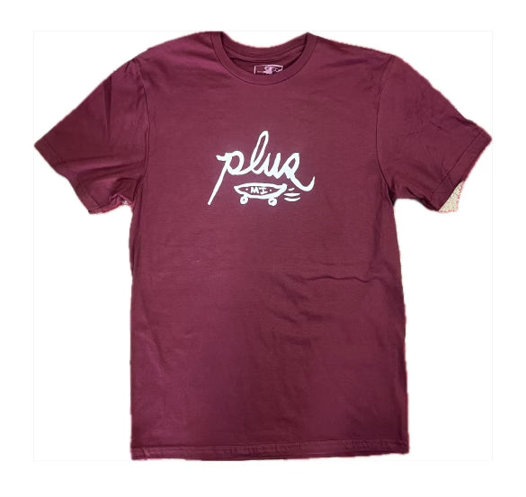 Plus Brush Script Tee Maroon