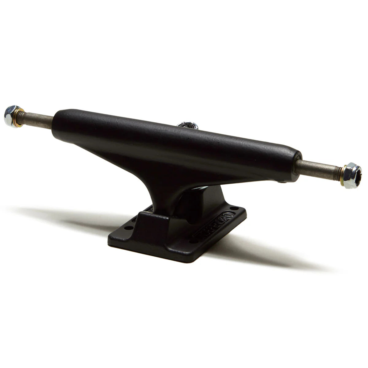 Black skateboard truck on a white background