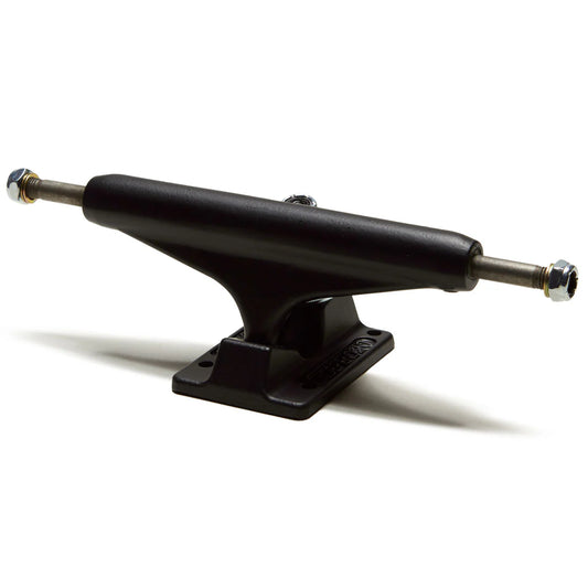 Black skateboard truck on a white background