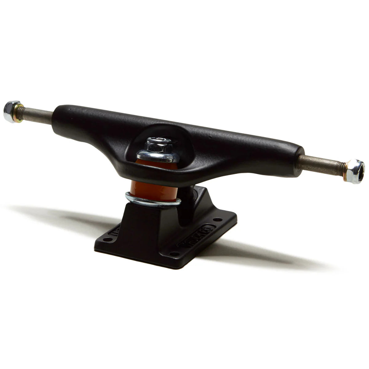 Black skateboard truck on a white background