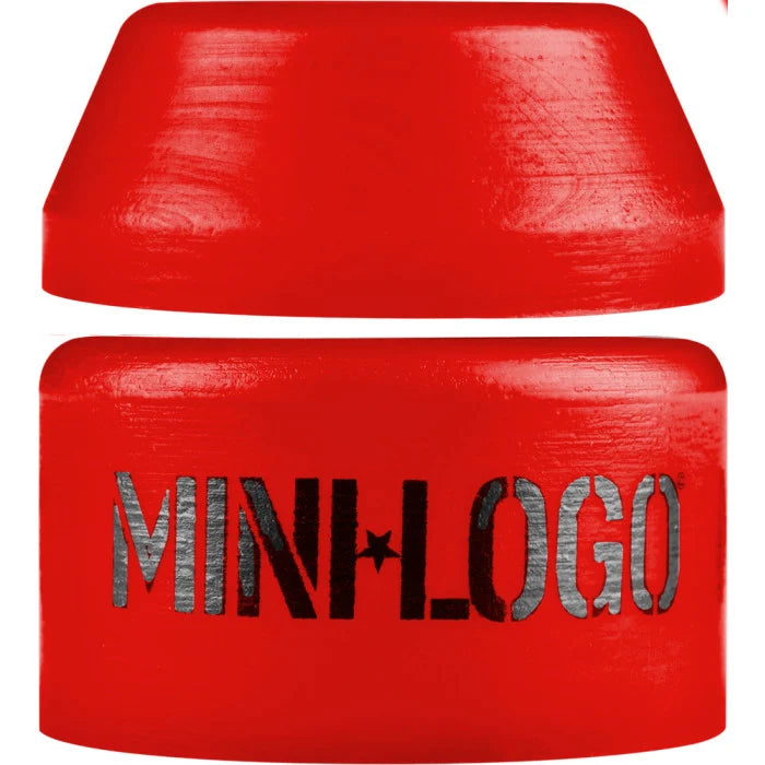 A bright red cylindrical product with a matching red cap or lid, featuring the text 'MINHLOGO' printed across the front in black over a silver textured pattern.