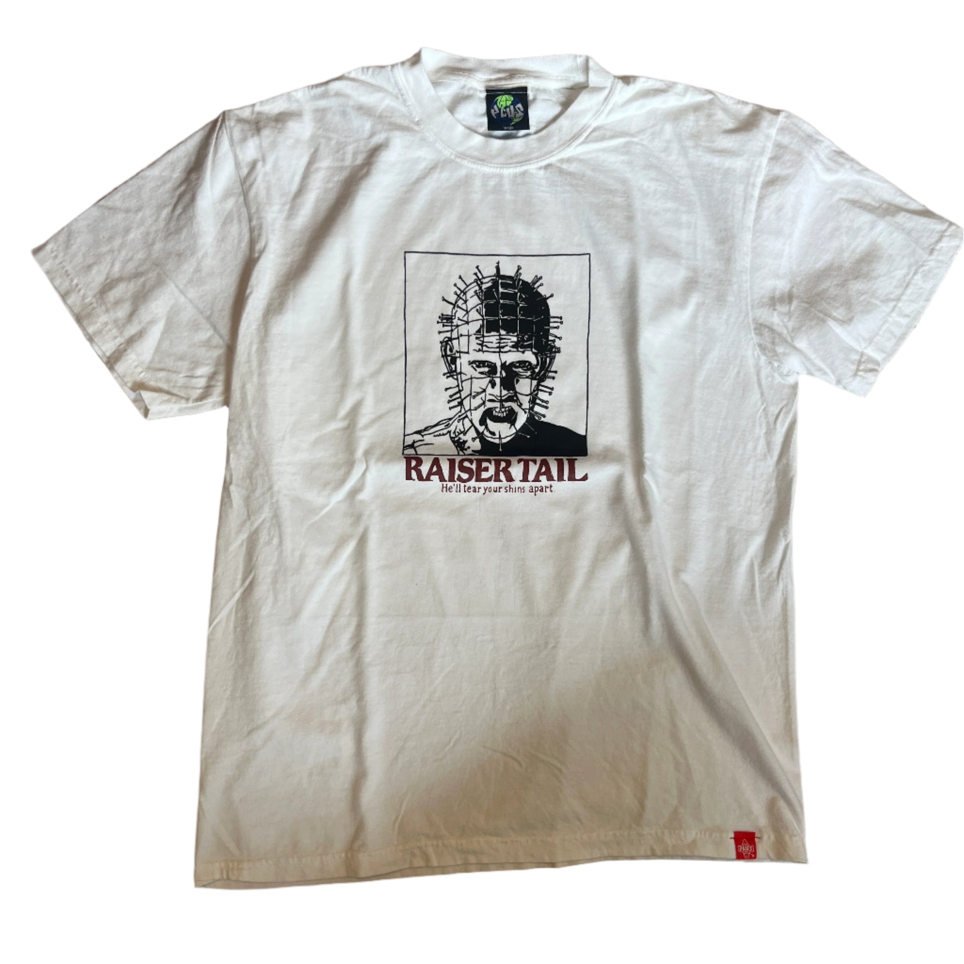 White t-shirt with graphic design on a white background