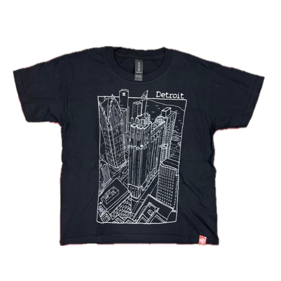 PLUS YOUTH Detroit Cityscape Tee Black