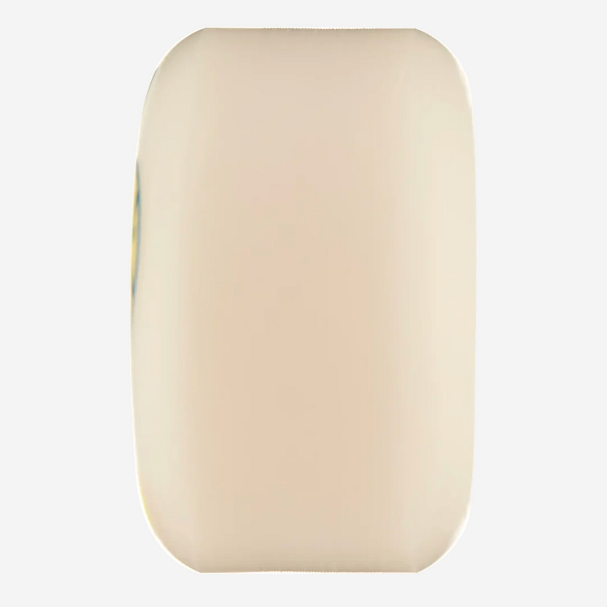A single cream-colored, rounded rectangular cosmetic sponge or applicator pad shown against a plain white background.