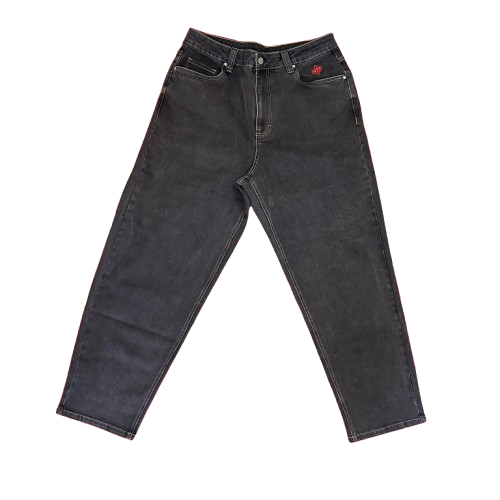 Front View of black denim pants