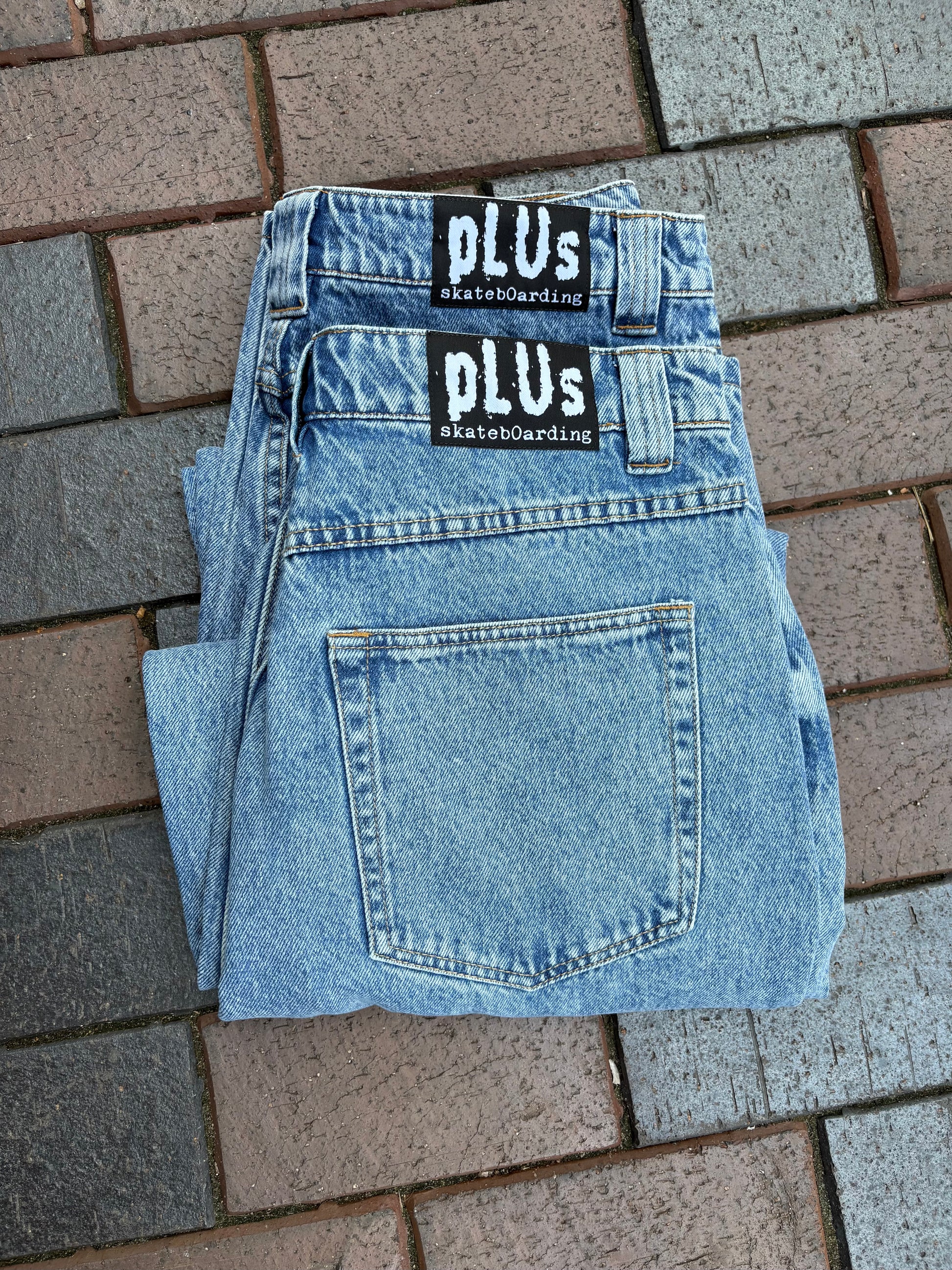 Plus Skateboarding Light Wash Blue Denim Pants2