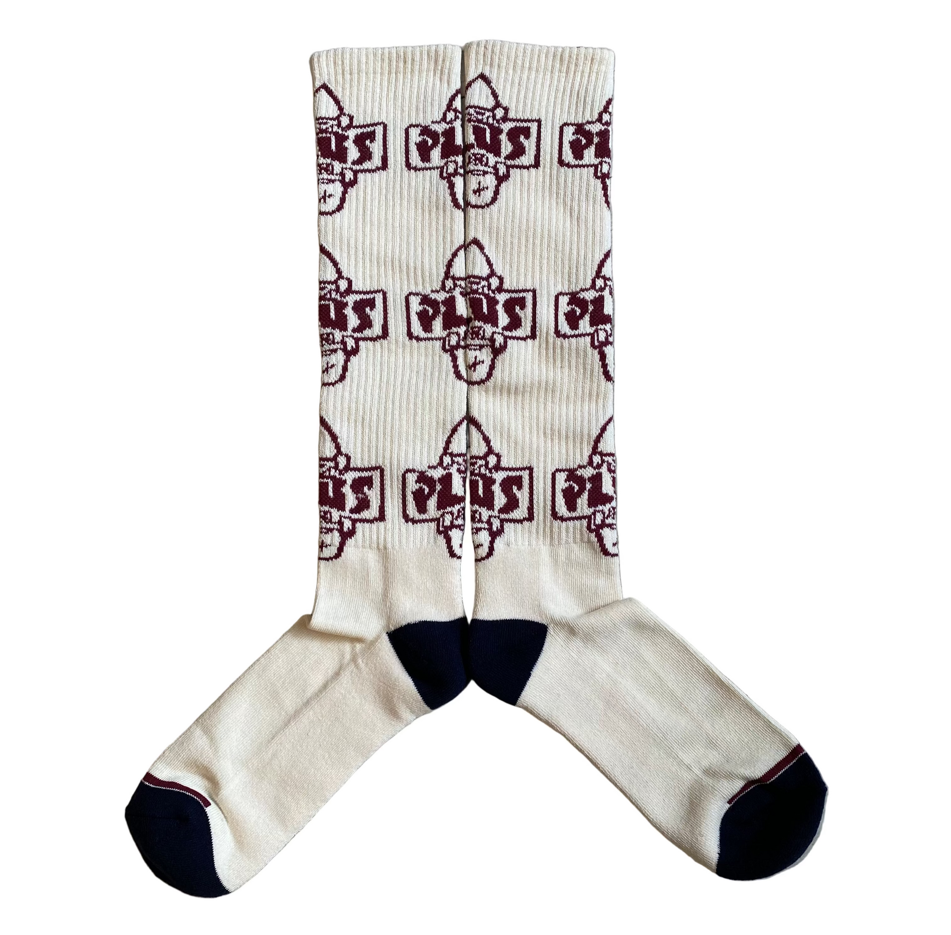 Plus Socks (Cream/Maroon/Black) KH