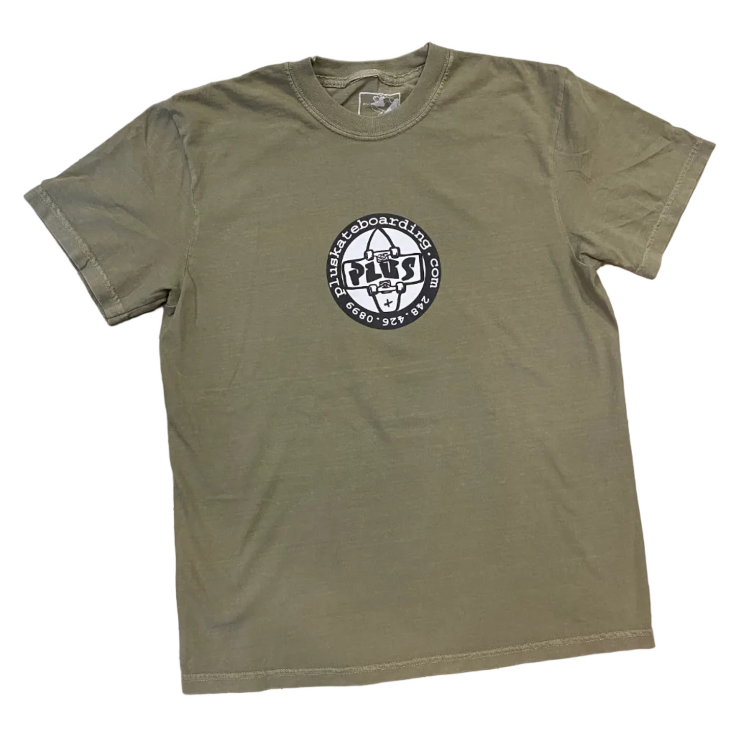 Green t-shirt with a logo on a white background