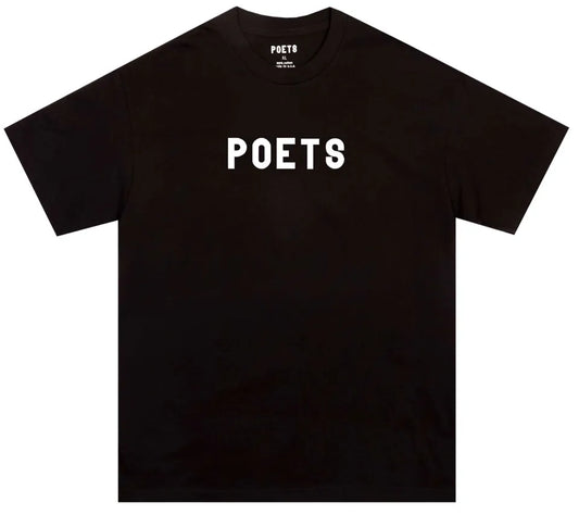 Poets OG Flocked Tee
Black on white background