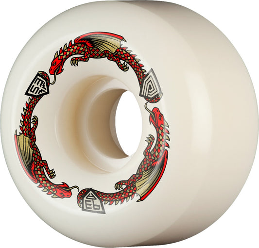 Skateboard wheel with dragon design on a white background