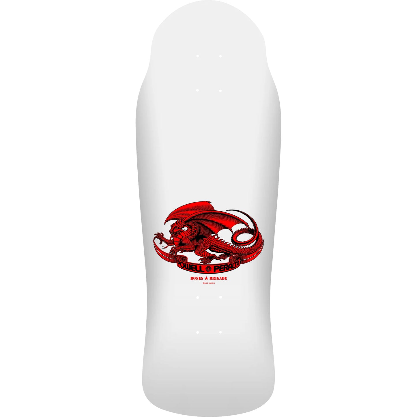 White protective pad with red dragon design on a white background