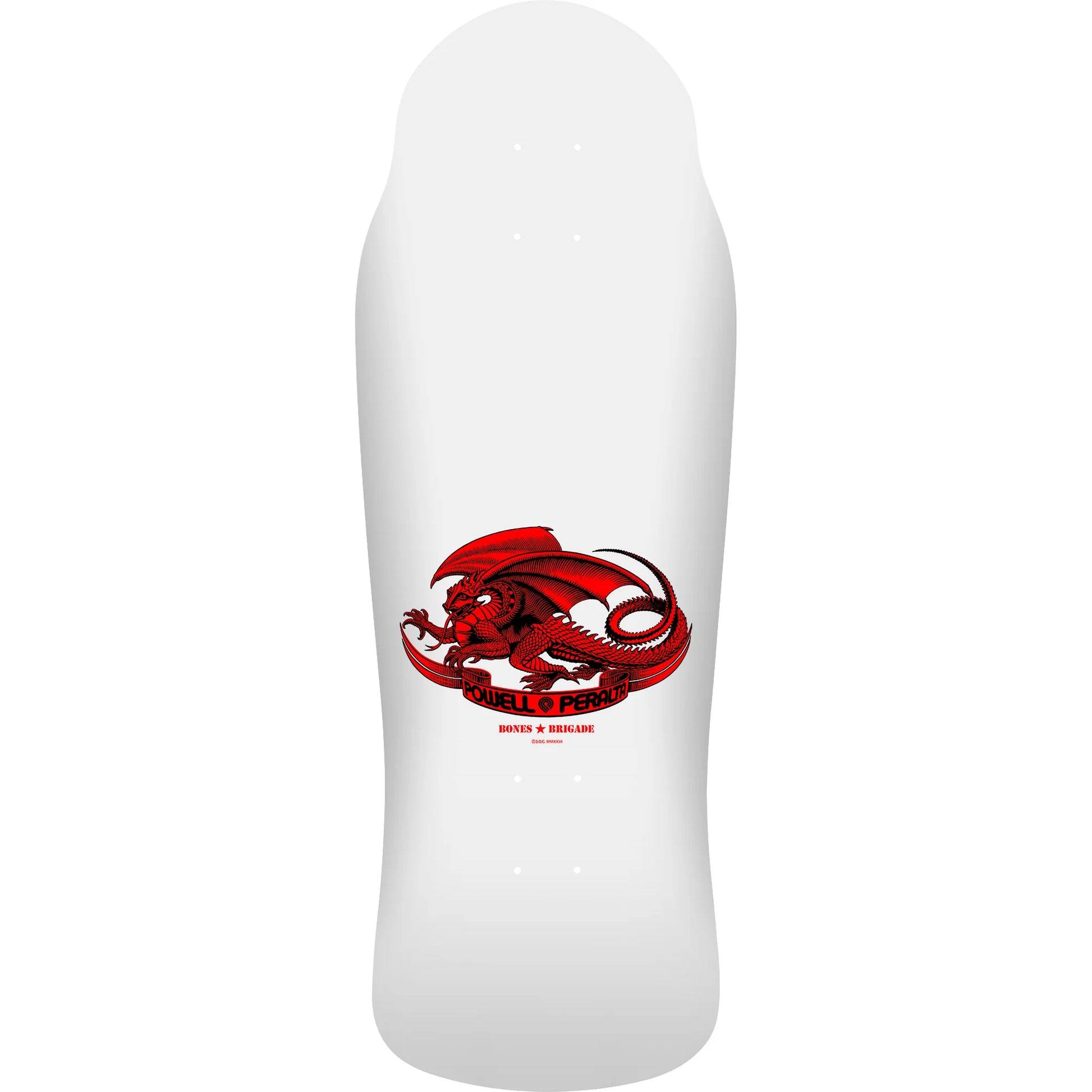 White protective pad with red dragon design on a white background