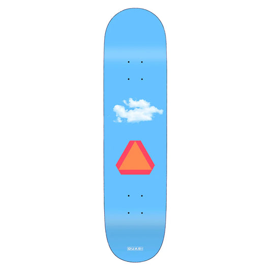 Skateboard deck with a blue gradient, white cloud, red triangle, and 'DUOBI' branding.