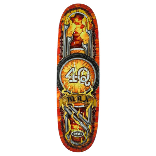 Skateboard deck with intricate design and '410' branding on a white background