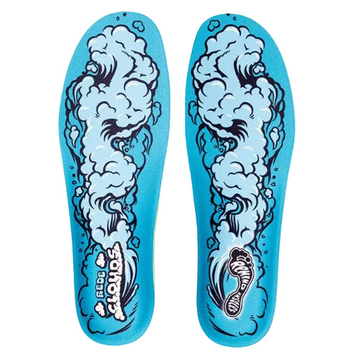 Blue insole with cloud design and 'Red Clouds' branding on a white background
