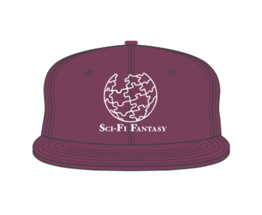 Maroon cap with 'Sci-Fi Fantasy' logo on a white background